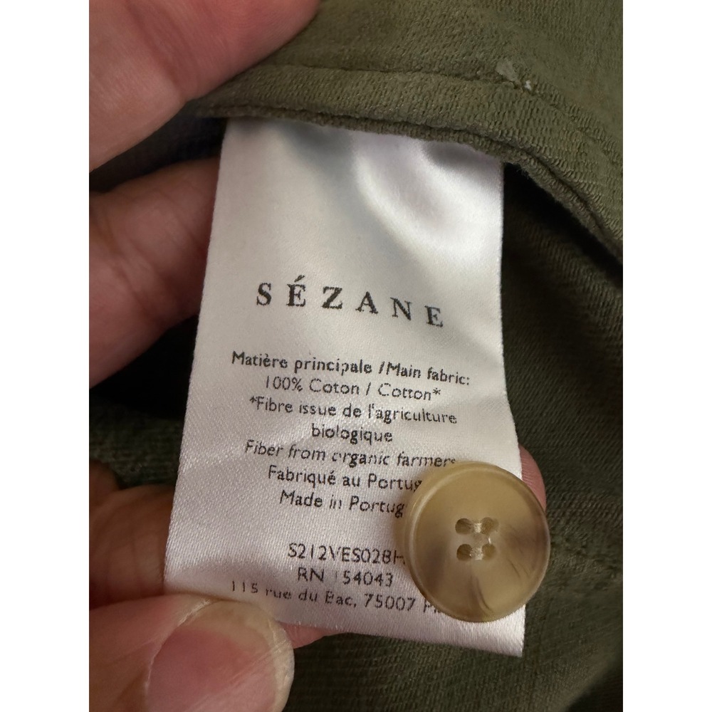 Sezane Will Jacket Khaki Green Organic Cotton Canvas Chore Coat Sz M - Picture 4 of 4